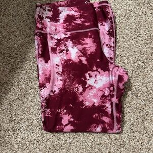 Under Armour Pink and White Tie-Dye Leggings